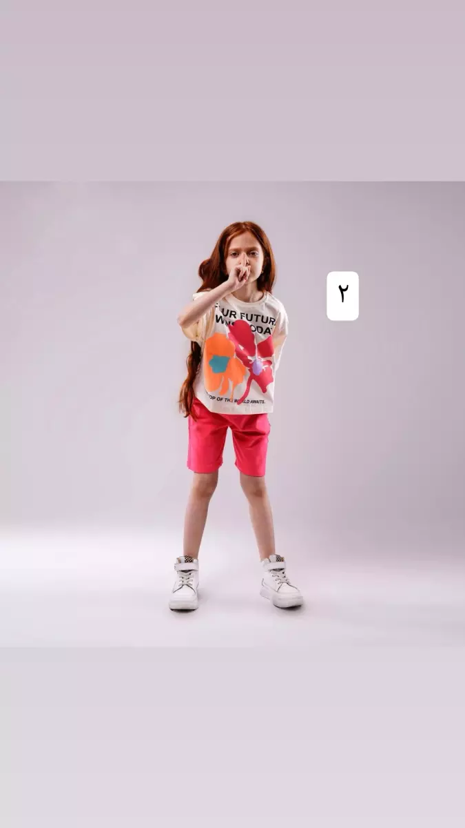 تیشرت و شلوارک گل دختر کد 682