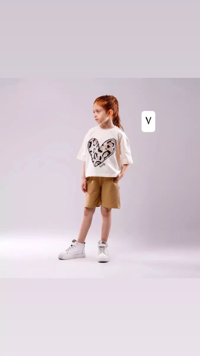 تیشرت و شلوارک گل دختر کد 682