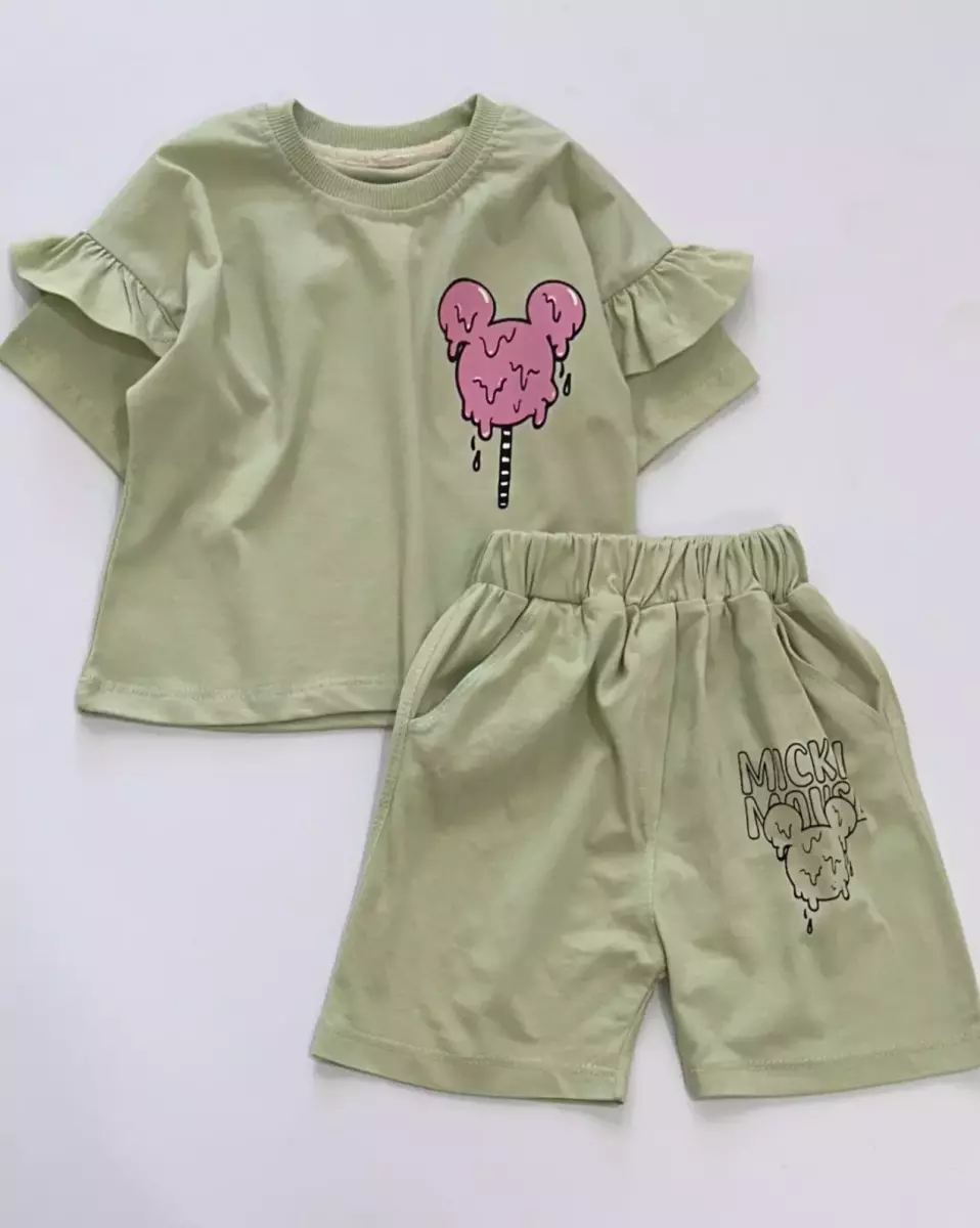 تیشرت کراپ و شلوارک نبات کد 826