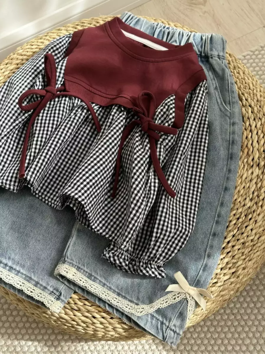 ست دو تیکه وارداتی(شومیز با شلوار جین) کد1414