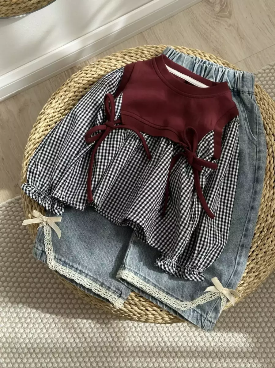 ست دو تیکه وارداتی(شومیز با شلوار جین) کد1414