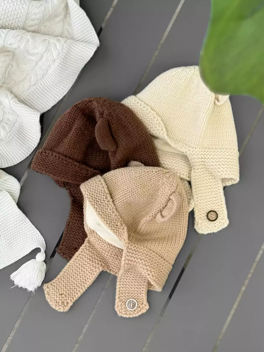 کلاه بافت دکمه دار کد 100244