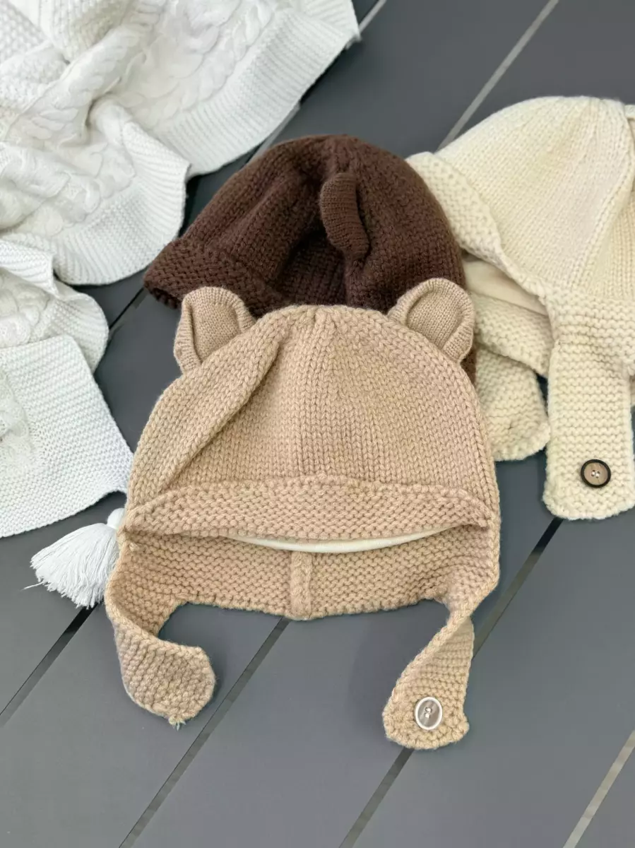 کلاه بافت دکمه دار کد 100244