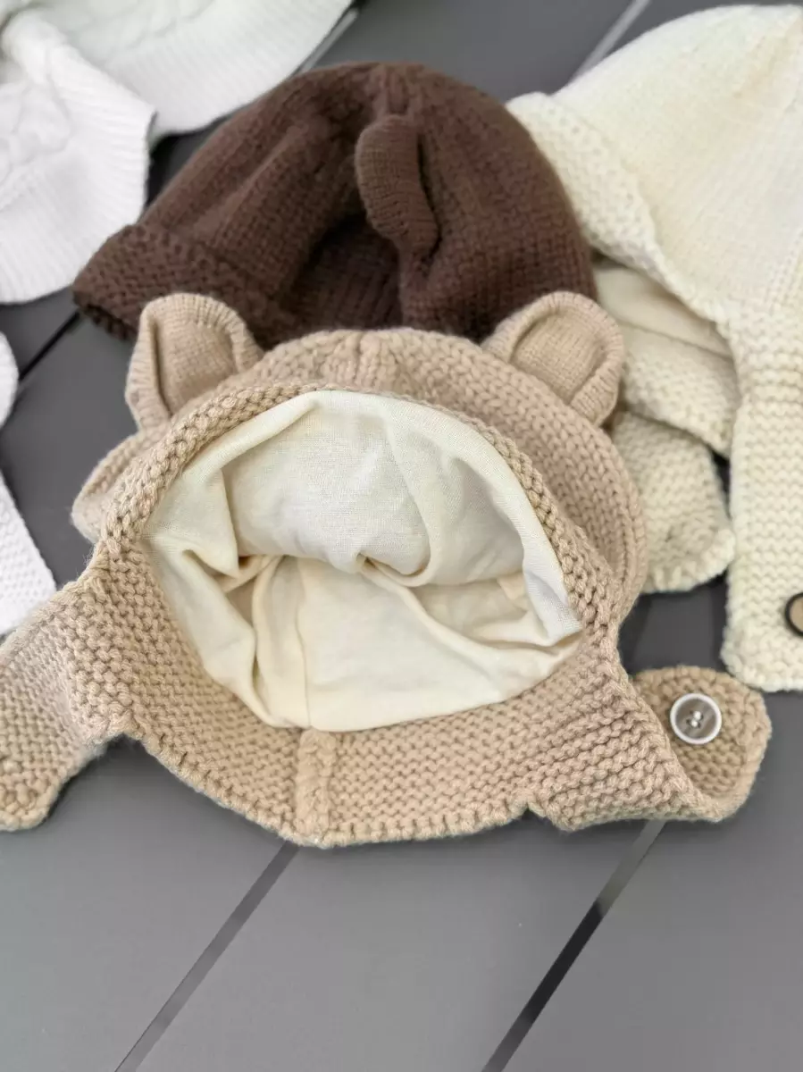 کلاه بافت دکمه دار کد 100244