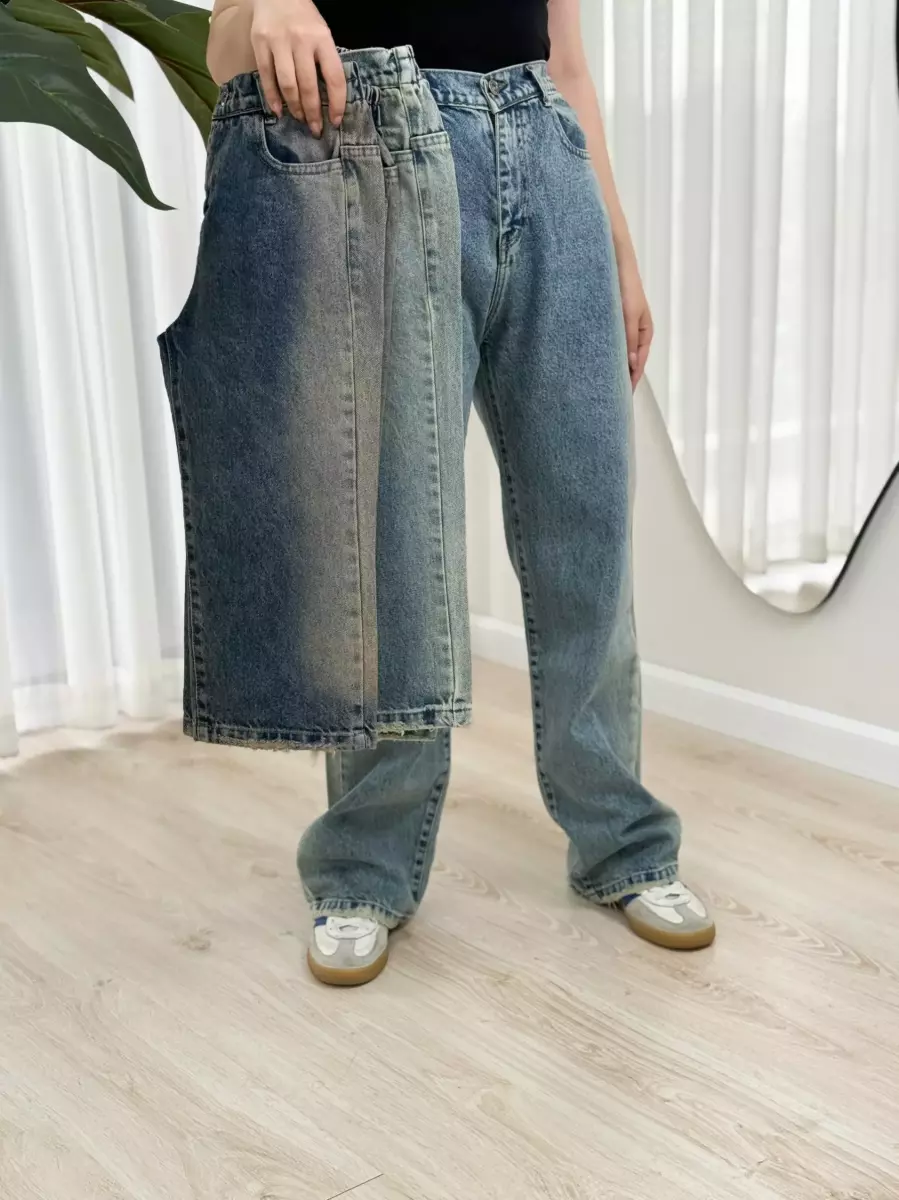 شلوار بگ بغل آبرنگی 4 کد 100445