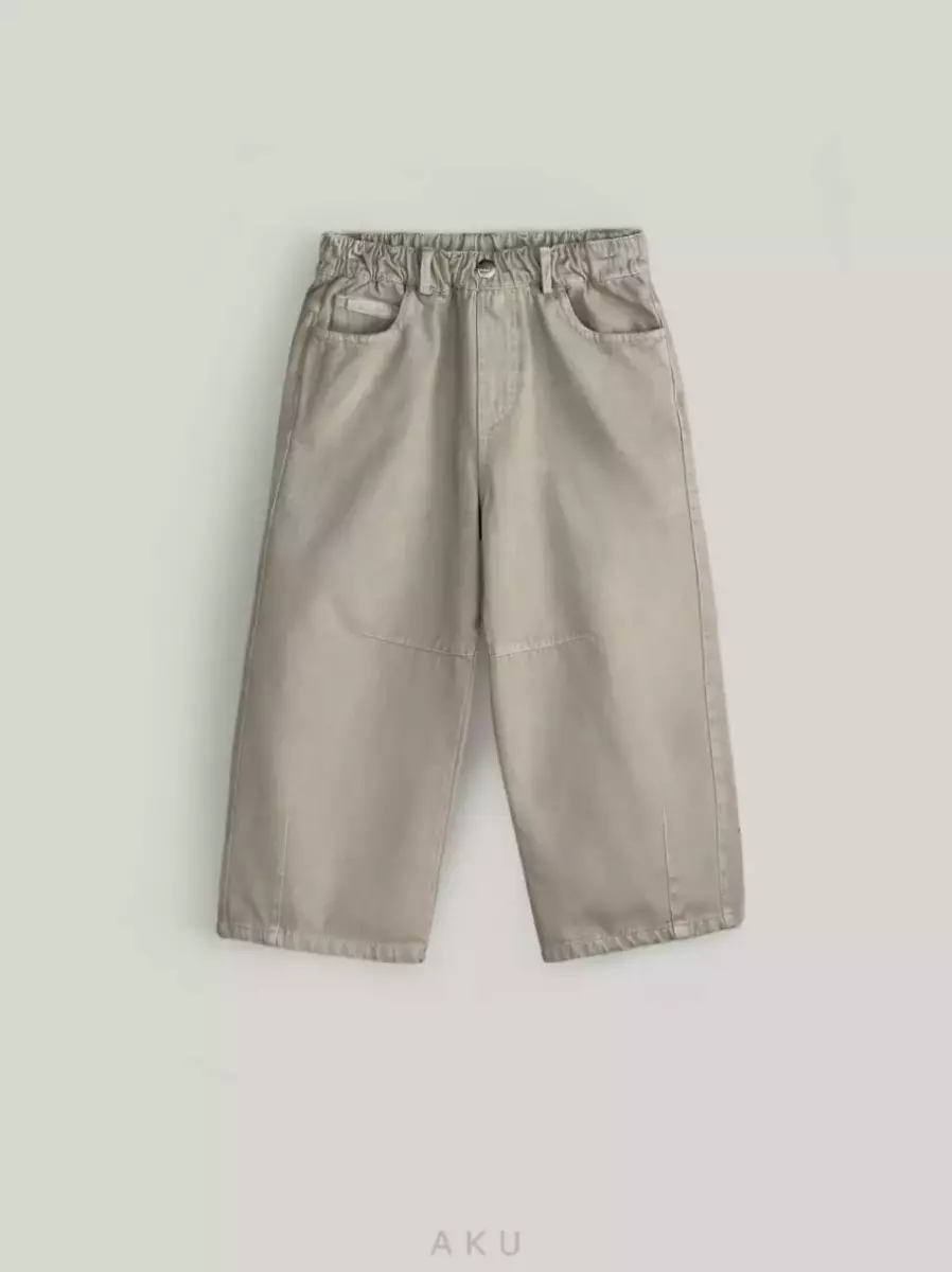 شلوار کتان بگ برشدار