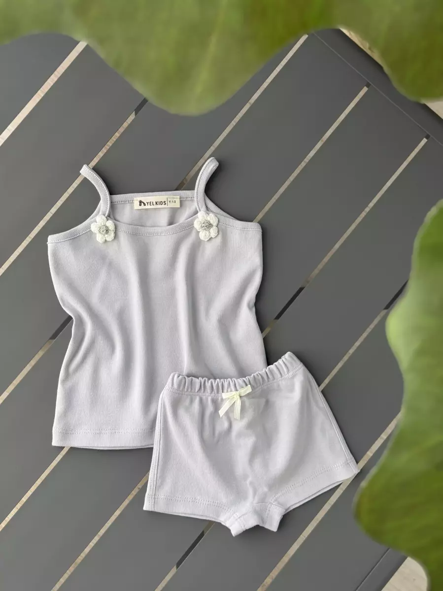 تاپ و شورتک گل برجسته کد 100088