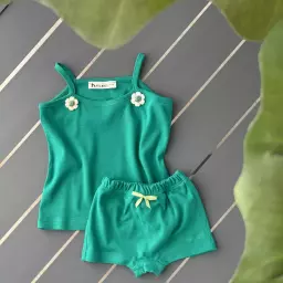 تاپ و شورتک گل برجسته کد 100088
